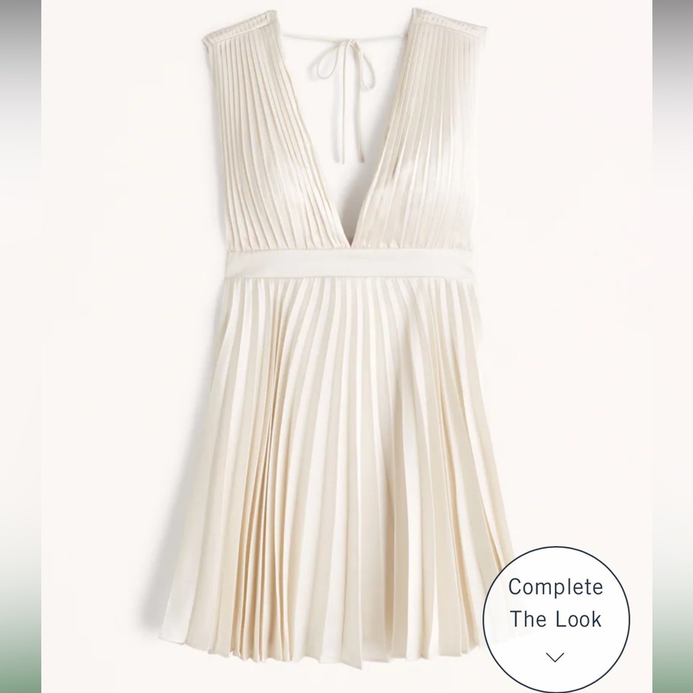Plunge Pleated Mini Dress